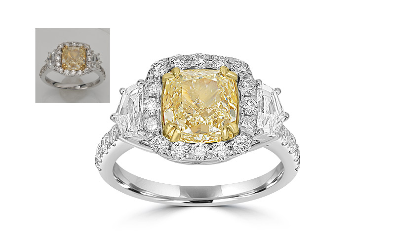 Jewelry Retoucher Precision example — diamond engagement ring on white background, clean studio-quality finish